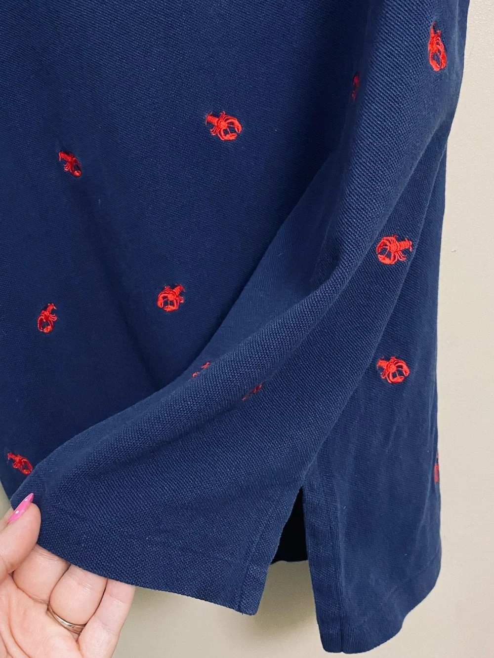 Ralph Lauren Men’s Navy & Red Polo with Embroidered Lobsters 100% Cotton Size XL